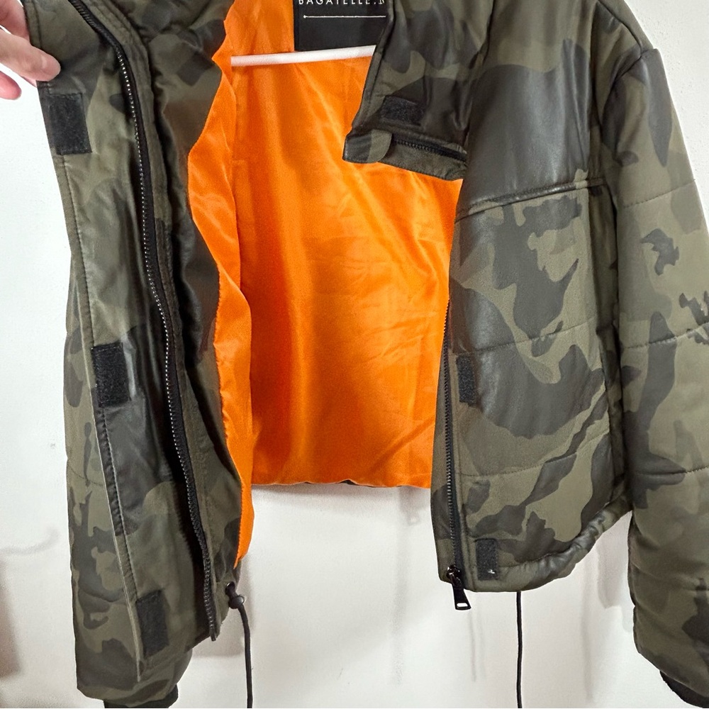 Bagatelle NYC Olive Green Camouflage Coated Puffer Jacket Size M - Picture 11 of 13